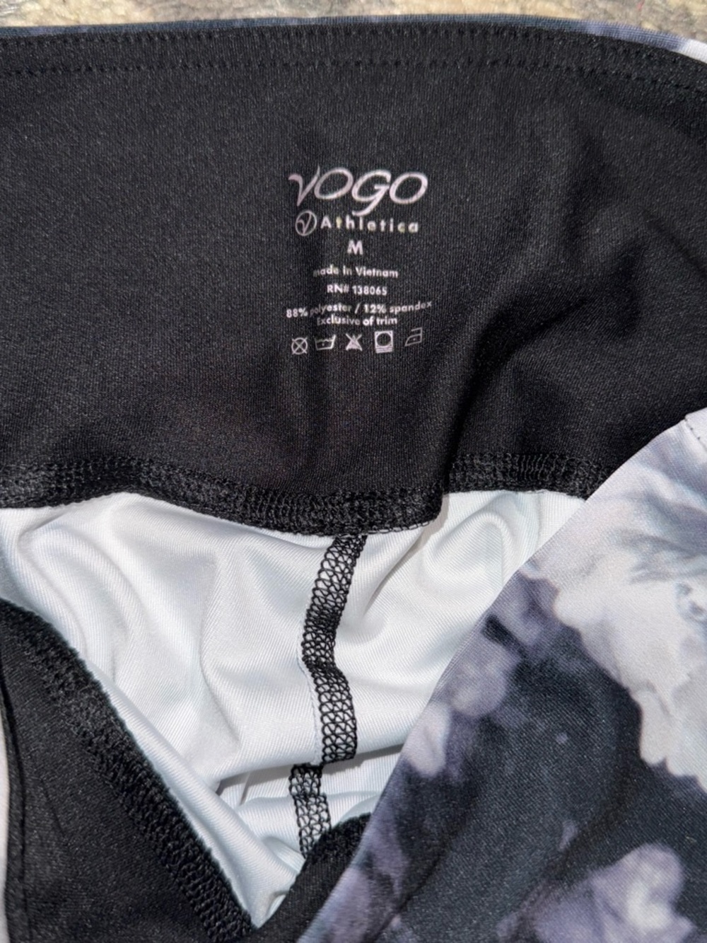 VOGO Athletica Black and White Floral Performance Leggings - Picture 2 of 4